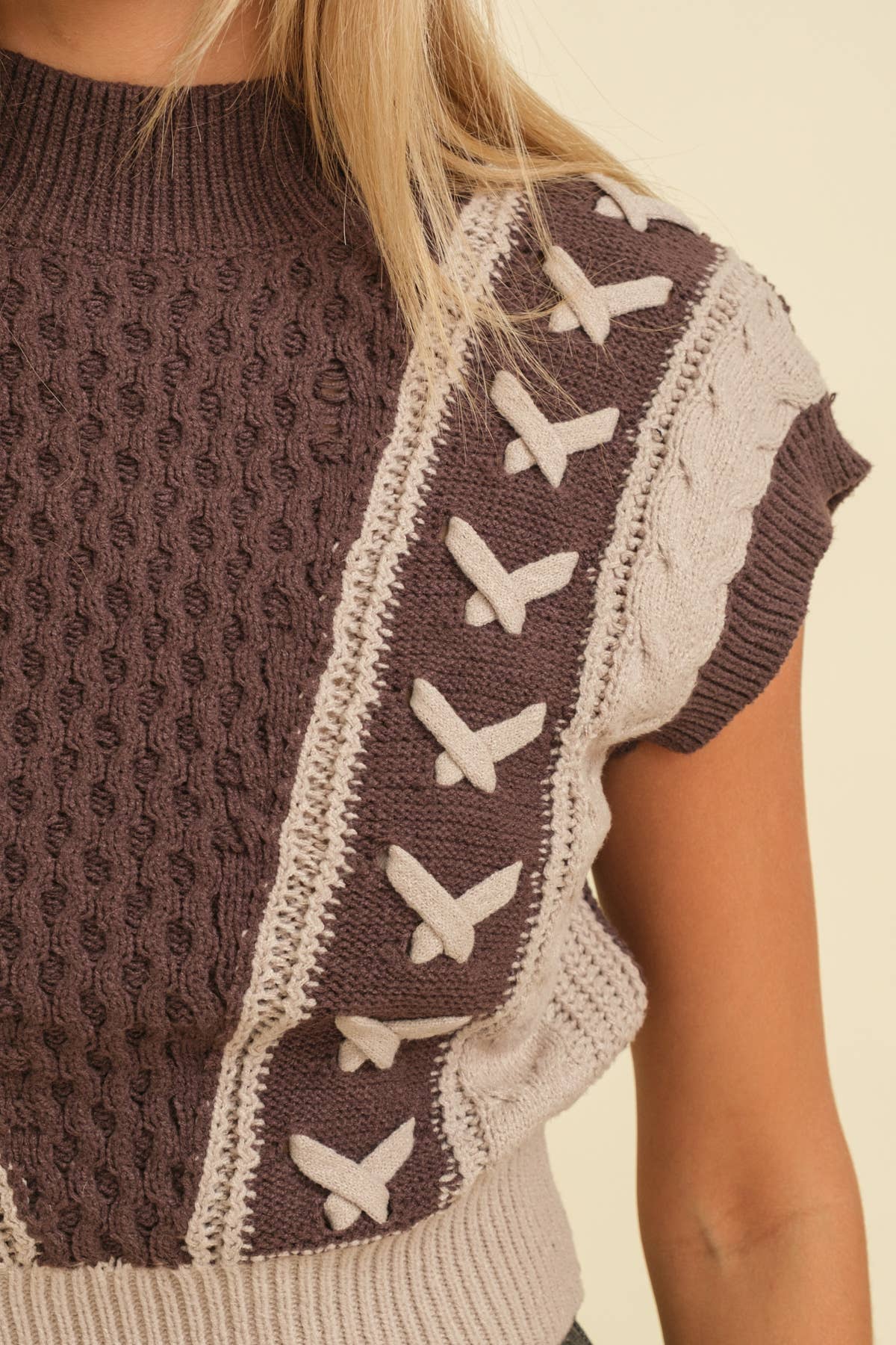 Cable Knit Crop Sweater Vest