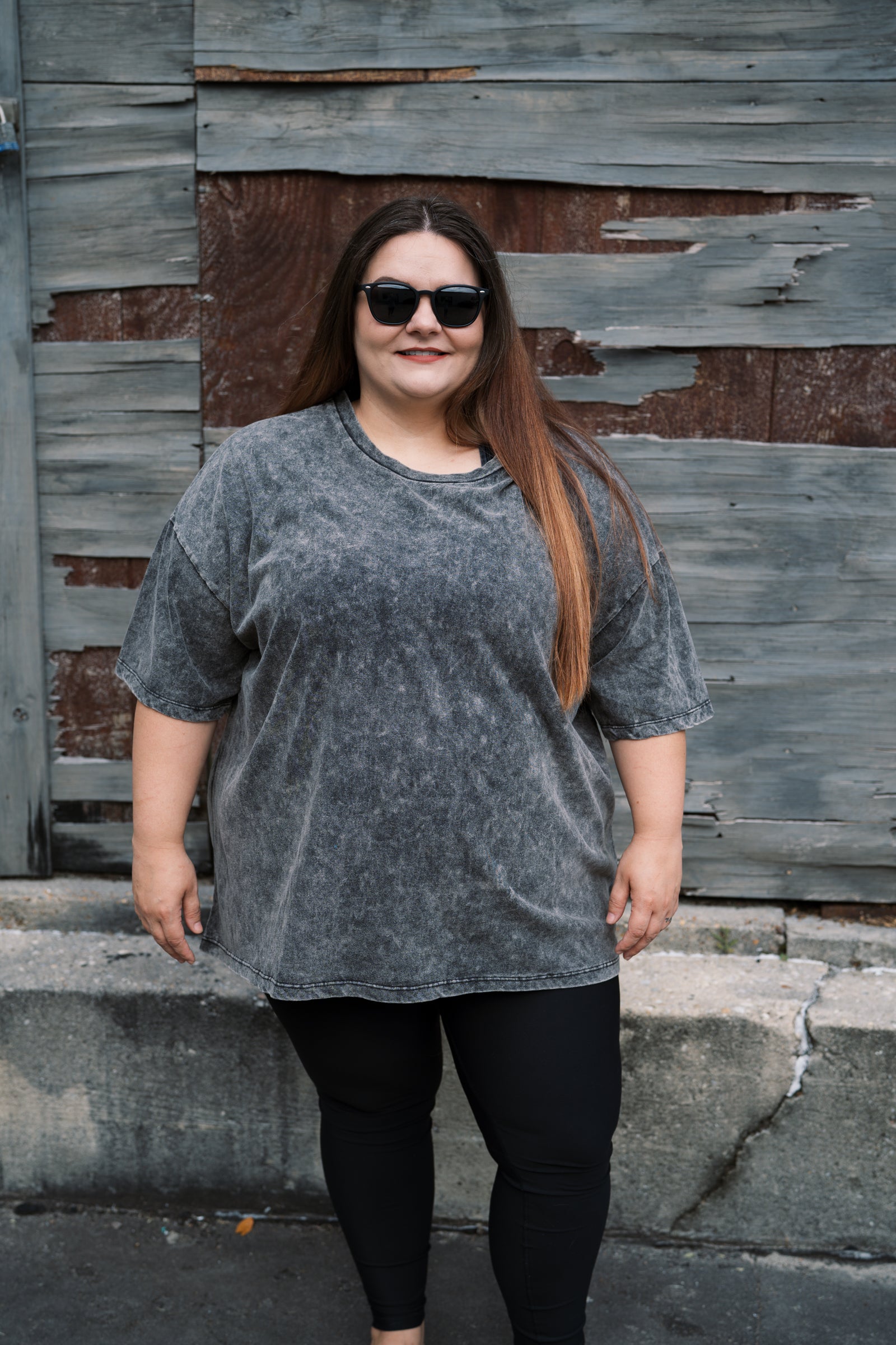 Washed Cotton Drop Shoulder Box Tee Plus