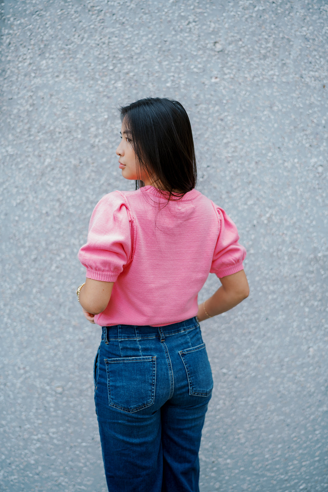 Sequined Heart Puff Sleeve Top
