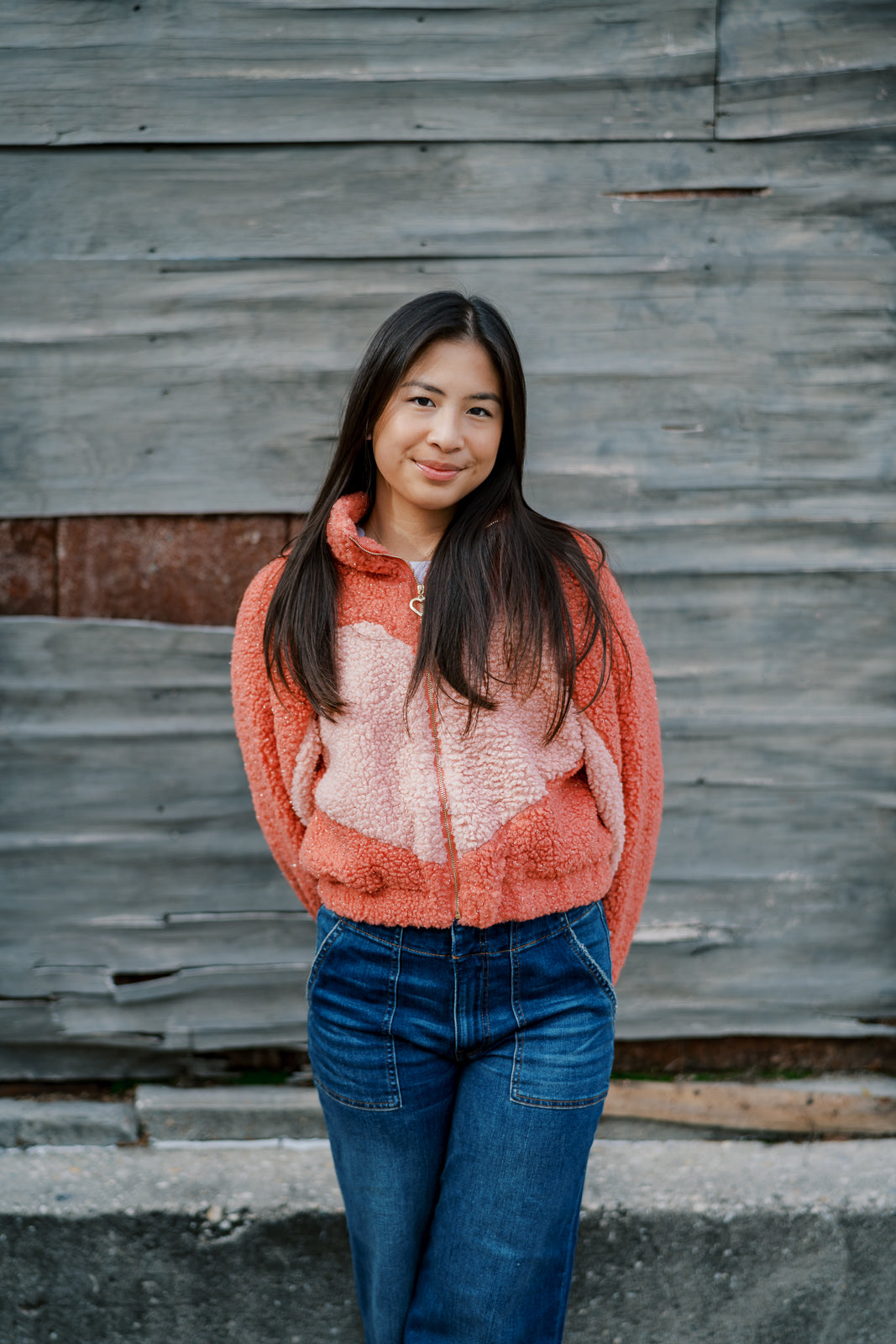 Heart Double Tone Teddy Jacket