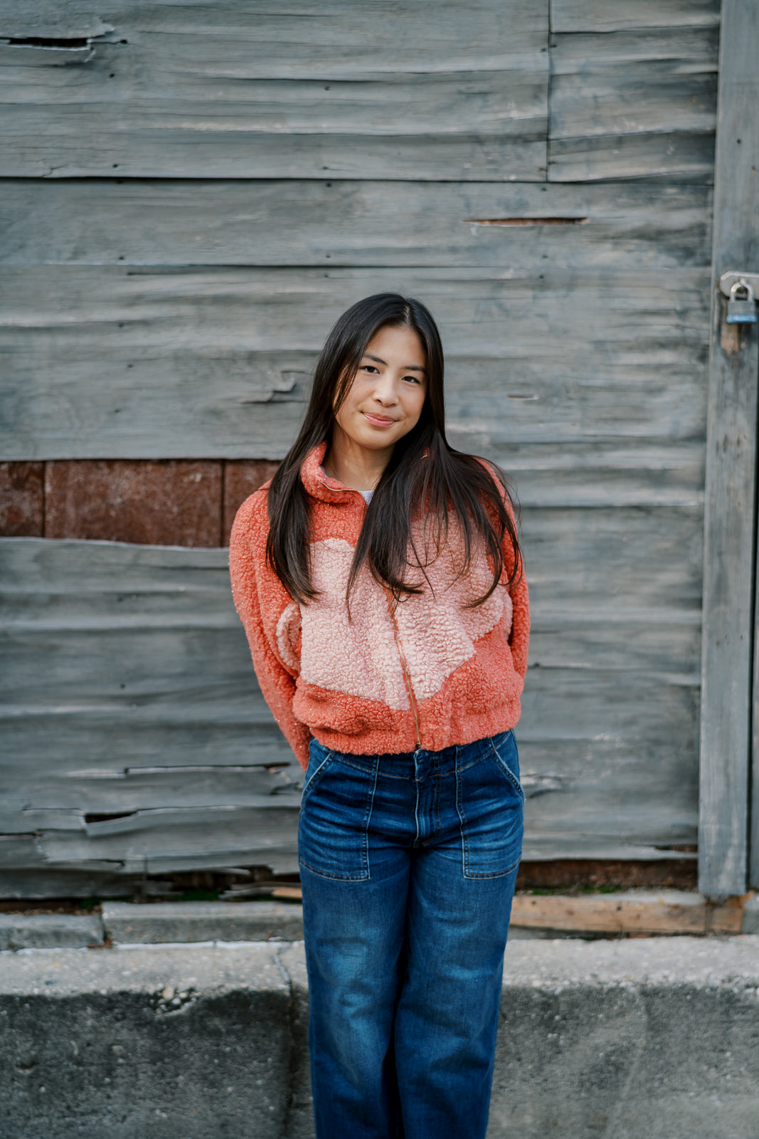 Heart Double Tone Teddy Jacket