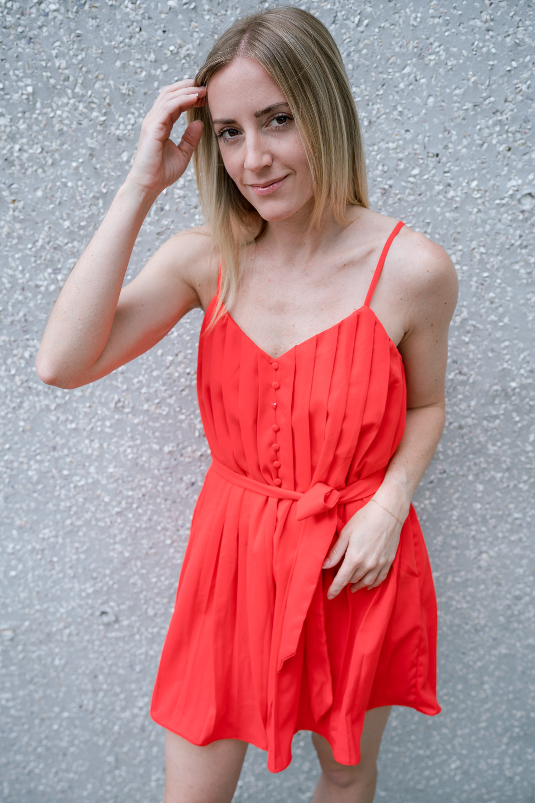 Button Down Pleated Romper