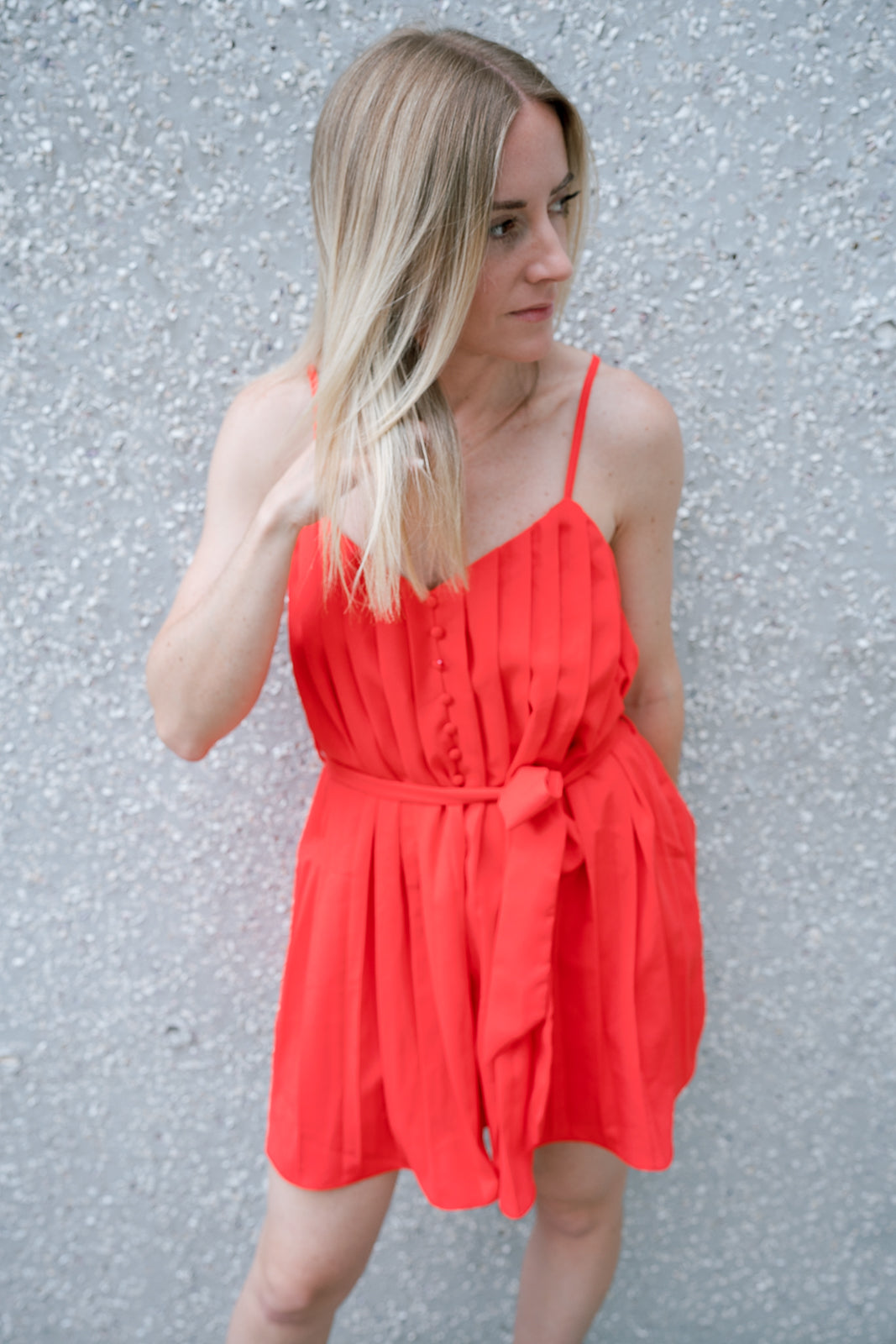 Button Down Pleated Romper