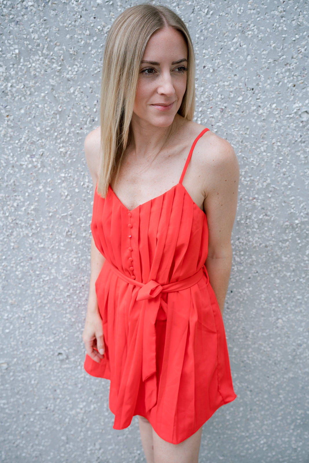 Button Down Pleated Romper