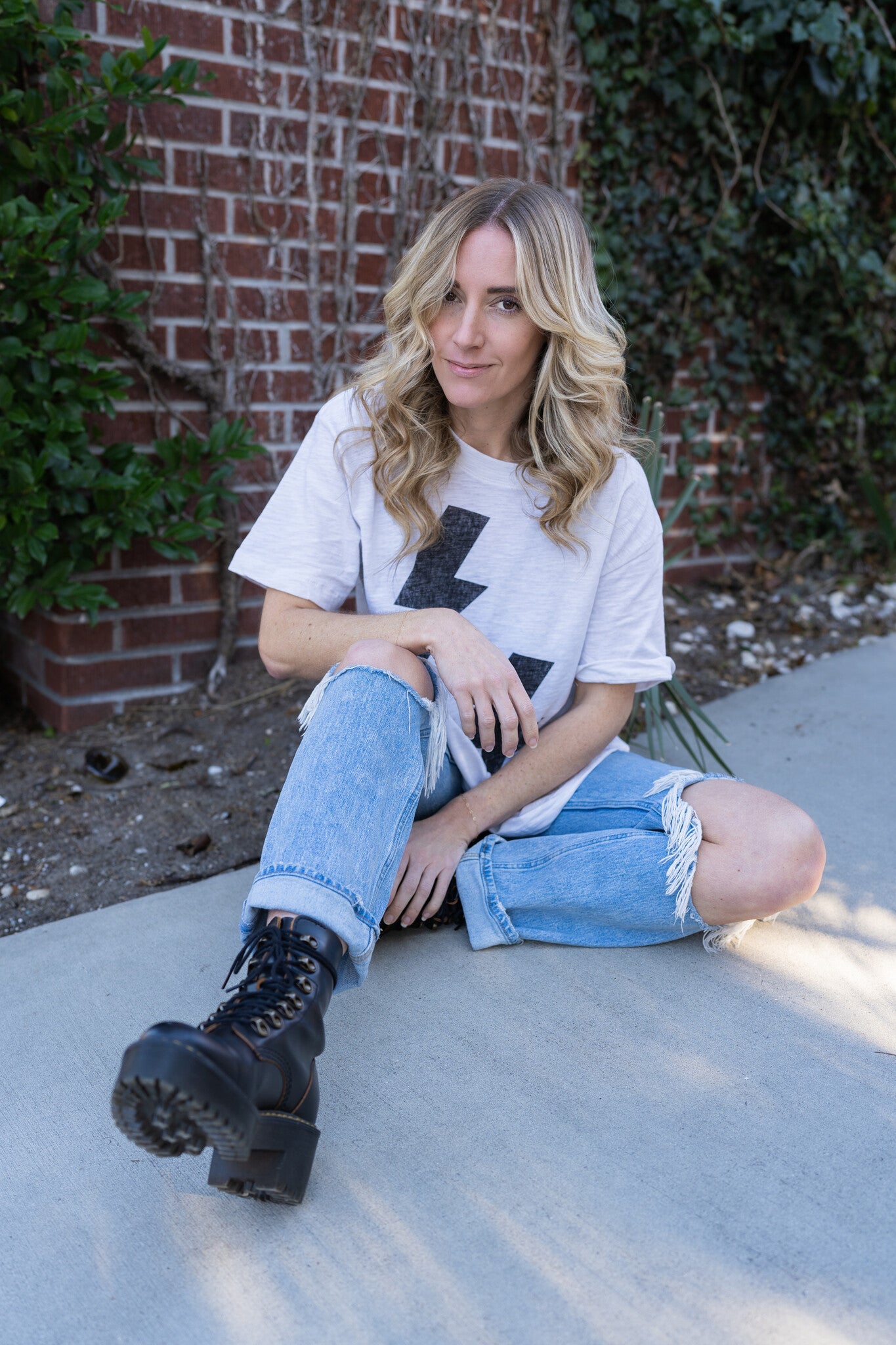 ACDC Double Lightning Boyfriend Tee