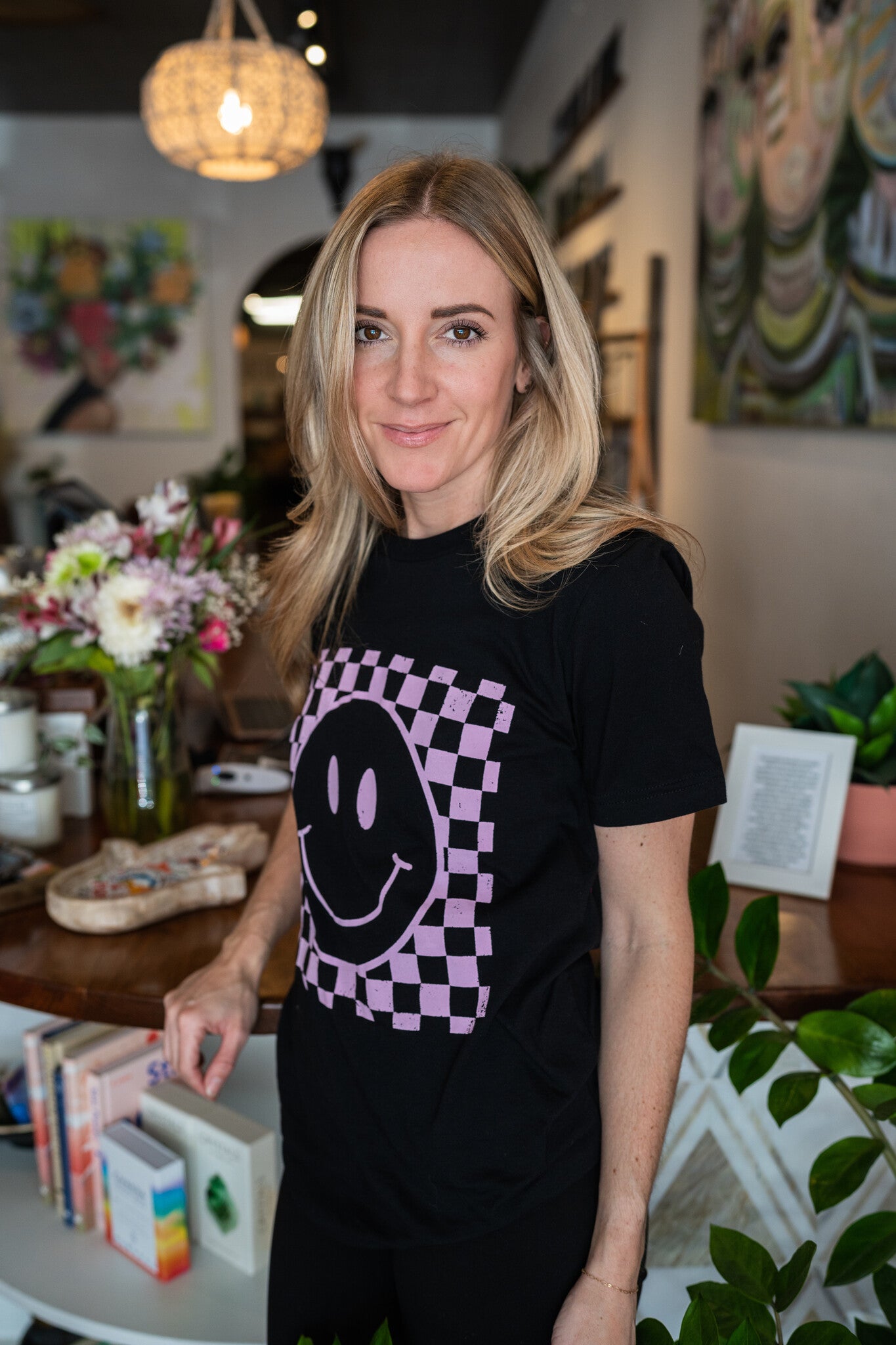 Checkered Smiley Graphic Tee