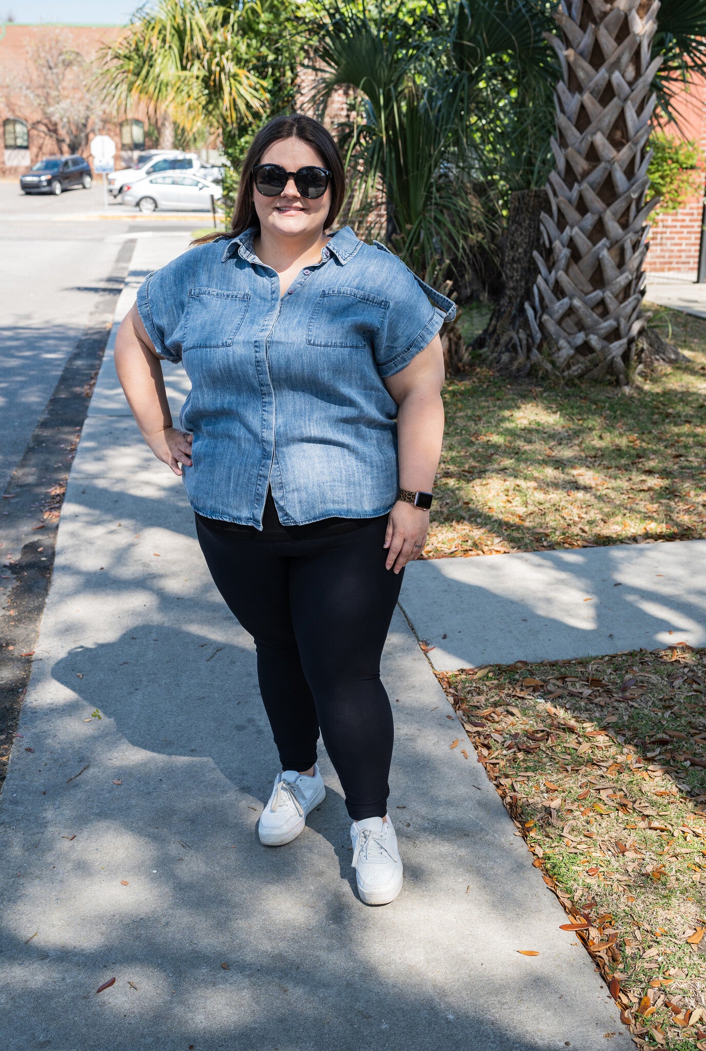 Chambray Button Down Top