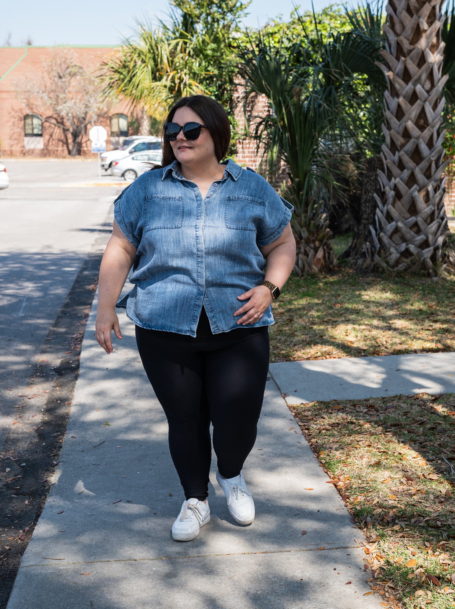 Chambray Button Down Top